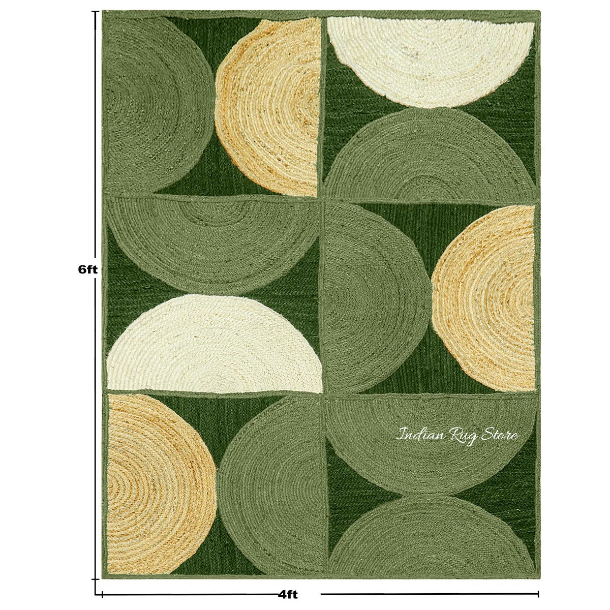 Trendy Green Multicolor Hand Braided Indoor Jute Area Rug