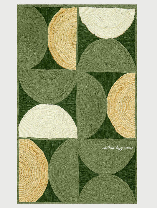 Trendy Green Multicolor Hand Braided Indoor Jute Area Rug