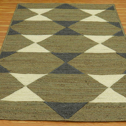 Beautiful Green Multicolor Hand Braided Interior Jute Area Rug - Indian Rug Store