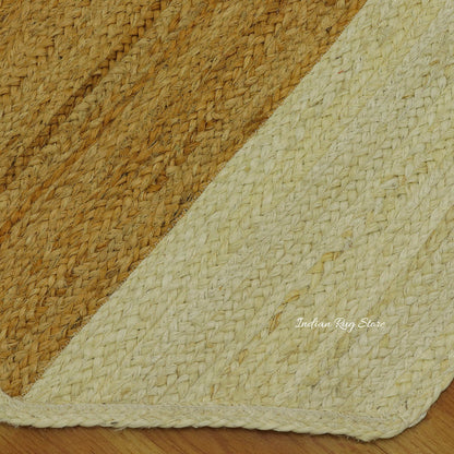 Tappeto da esterno in juta intrecciato a mano marrone beige attraente