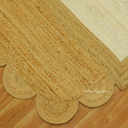 Traditional Brown Beige Hand Braided Entry Way Jute Area Rug