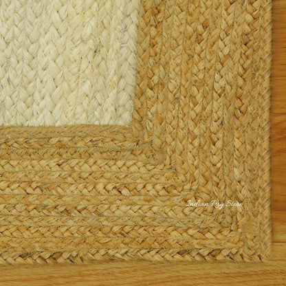 Traditional Brown Beige Hand Braided Entry Way Jute Area Rug