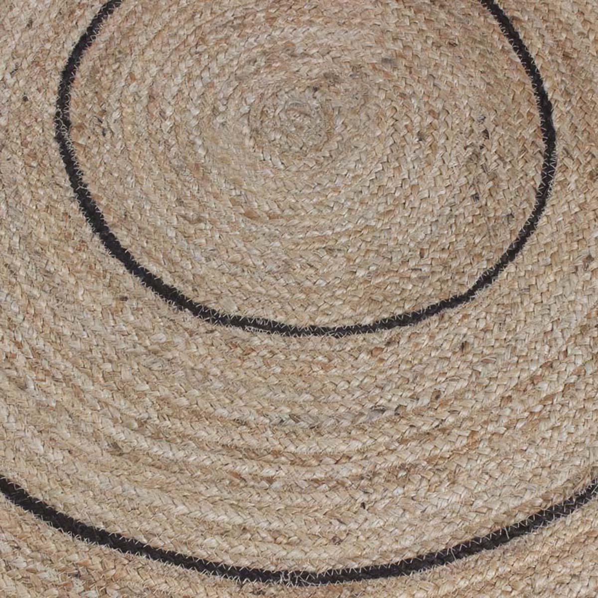 Traditional Indian Hand Braided Black Beige Interior Round Area Rug - Indian Rug Store