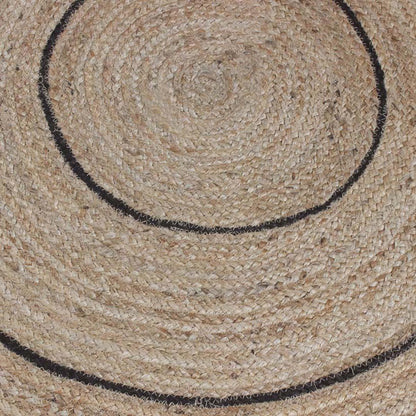 Traditional Indian Hand Braided Black Beige Interior Round Area Rug - Indian Rug Store