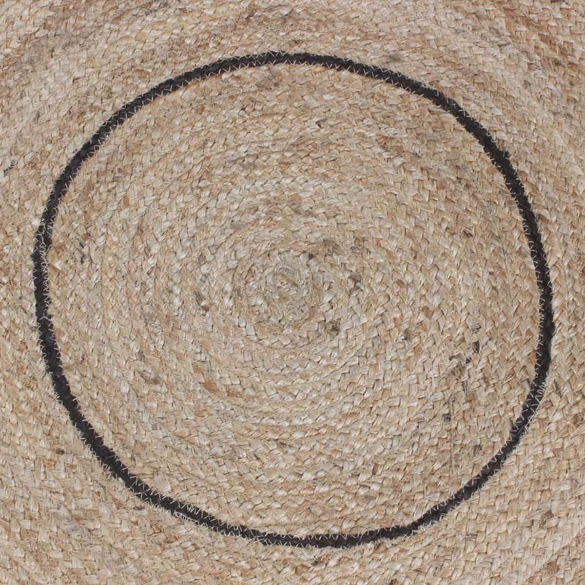 Traditional Indian Hand Braided Black Beige Interior Round Area Rug - Indian Rug Store