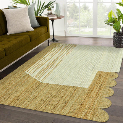 Trendy Brown Beige Hand Braided Living Room Jute Area Rug - Indian Rug Store