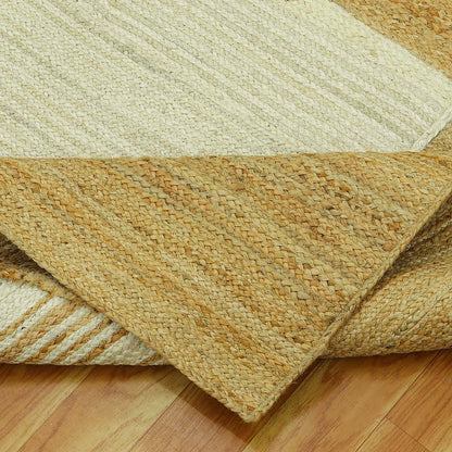 Trendy Brown Beige Hand Braided Living Room Jute Area Rug - Indian Rug Store