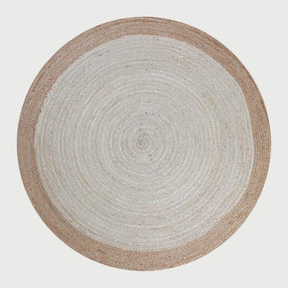 Beige White Beautiful Hand Braided Outdoor Round Area Rug - Indian Rug Store