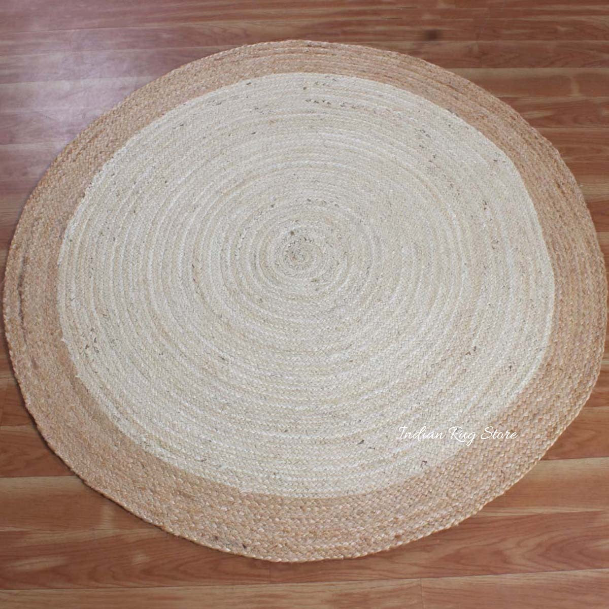 Beige White Beautiful Hand Braided Outdoor Round Area Rug