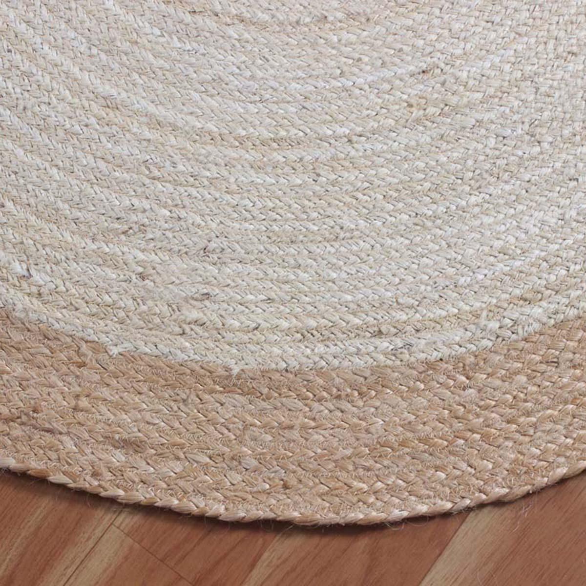 Beige White Beautiful Hand Braided Outdoor Round Area Rug - Indian Rug Store