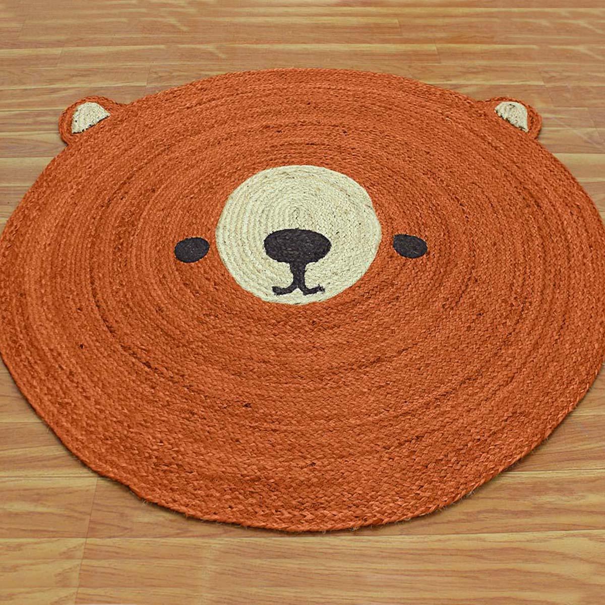 Traditional Indian Hand Braided Orange Beige Farmhouse Round Area Rug - Indian Rug Store