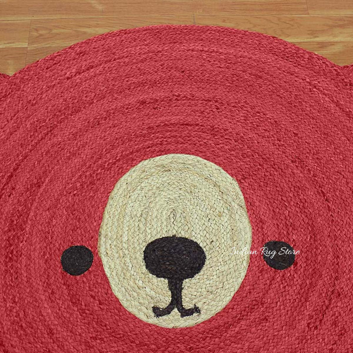 Red Beige Hand Braided Jute Home Decor Round Area Rug