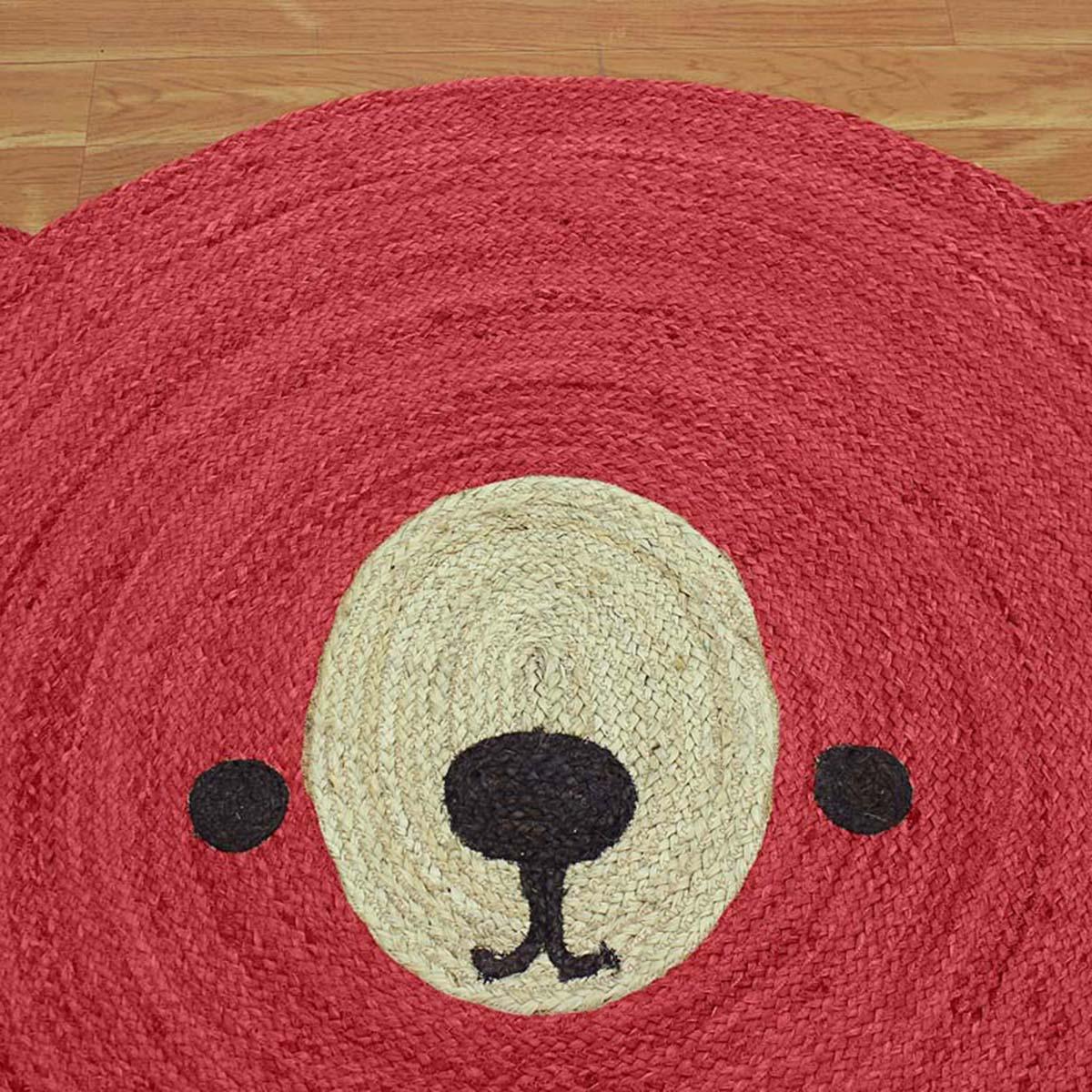 Red Beige Hand Braided Jute Home Decor Round Area Rug - Indian Rug Store