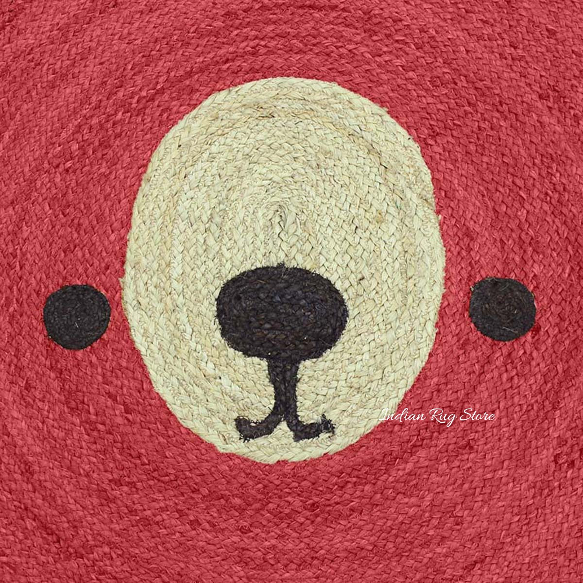 Red Beige Hand Braided Jute Home Decor Round Area Rug