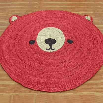 Red Beige Hand Braided Jute Home Decor Round Area Rug - Indian Rug Store