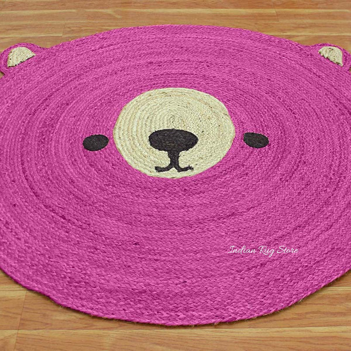 Hand Braided Pink Beige Jute Farmhouse Round Area Rug