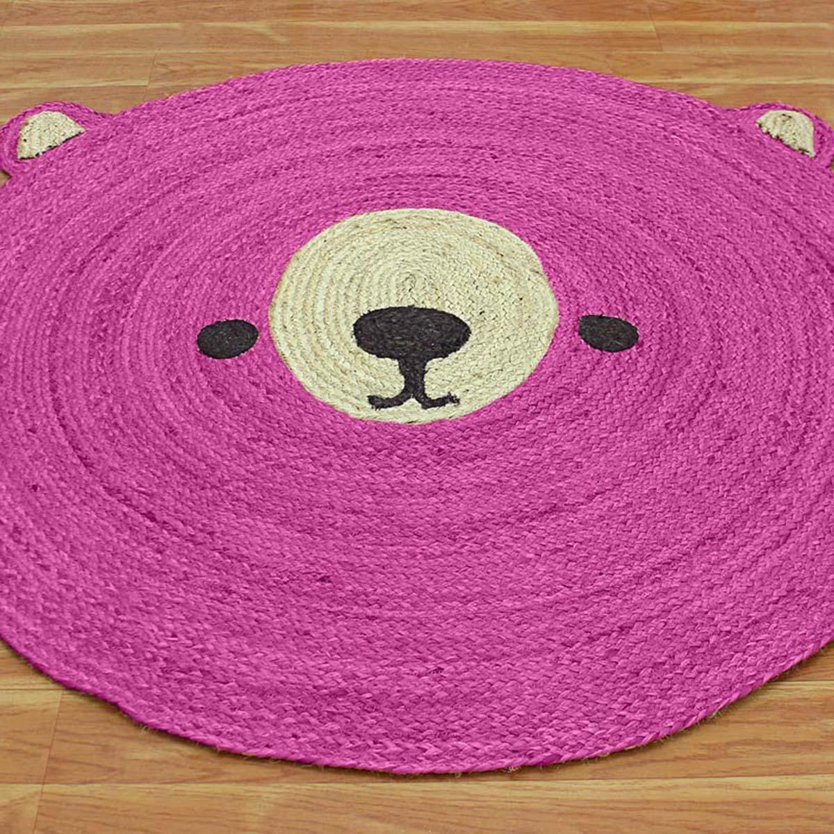 Hand Braided Pink Beige Jute Farmhouse Round Area Rug - Indian Rug Store