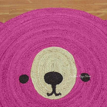 Hand Braided Pink Beige Jute Farmhouse Round Area Rug