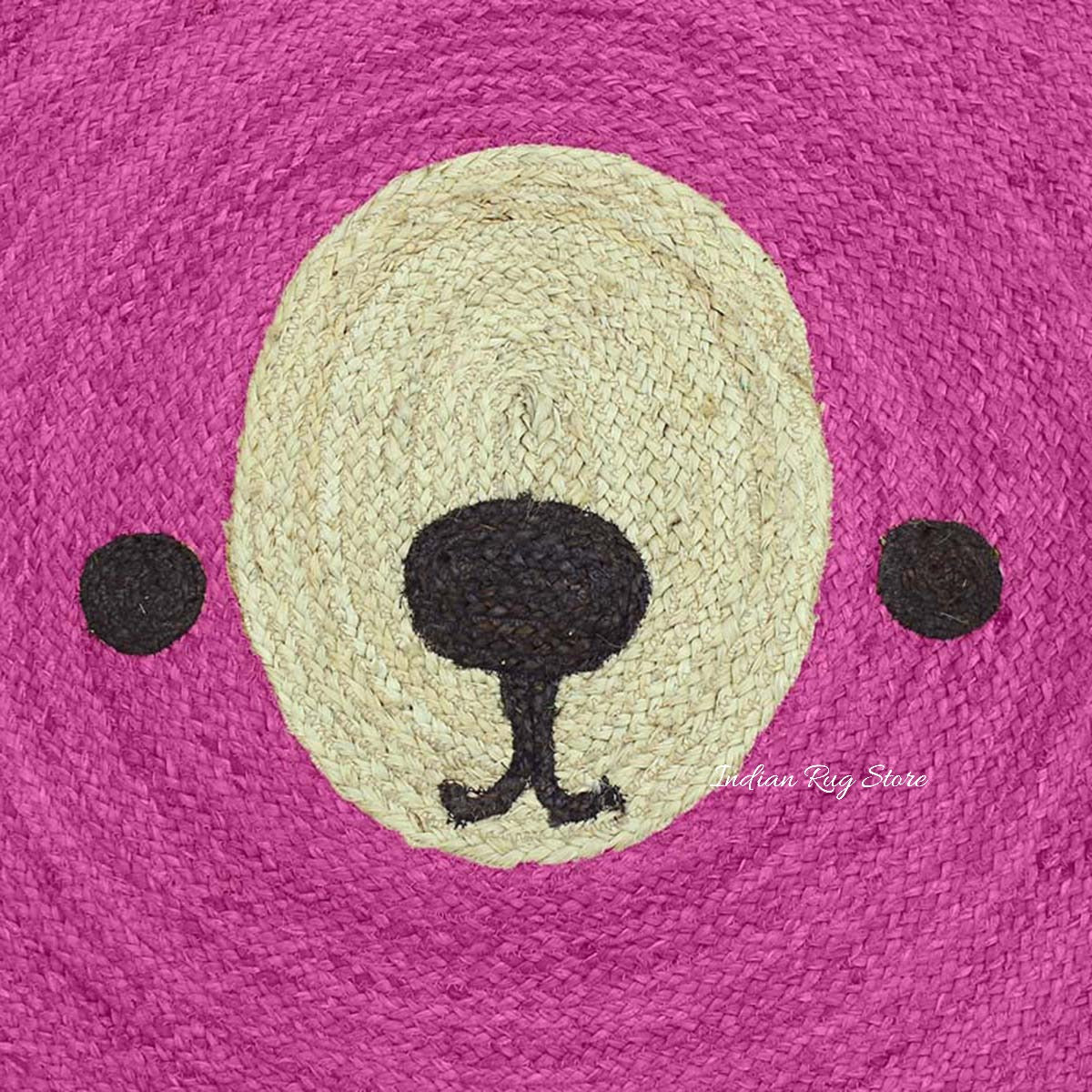 Hand Braided Pink Beige Jute Farmhouse Round Area Rug