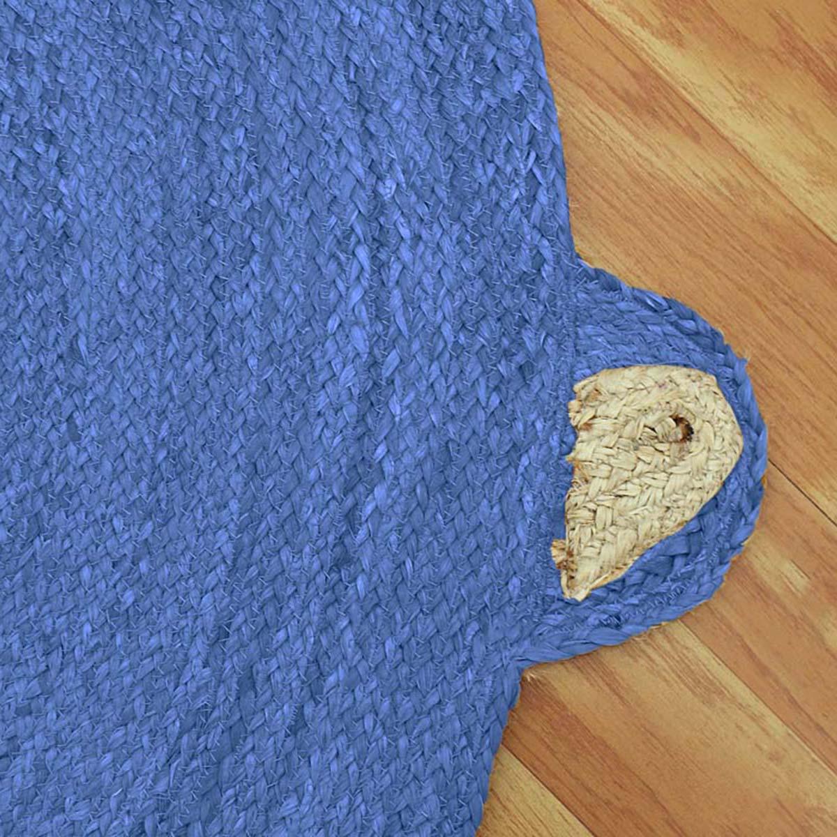 Blue Beige Hand Braided Jute Entry Way Round Area Rug - Indian Rug Store