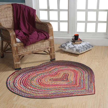 Hand Braided Multicolor Jute Cotton Home Decor Round Area Rug - Indian Rug Store