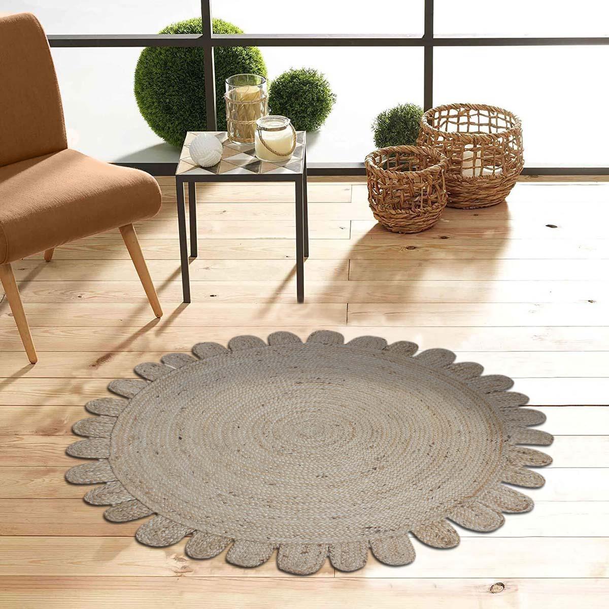 Hand Braided Beige Jute Home Decor Round Area Rug - Indian Rug Store