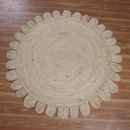 Hand Braided Beige Jute Home Decor Round Area Rug - Indian Rug Store