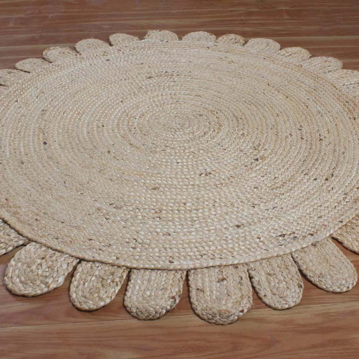 Hand Braided Beige Jute Home Decor Round Area Rug - Indian Rug Store