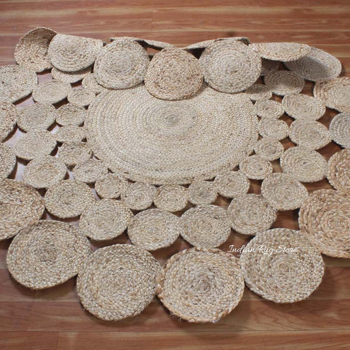 Geometrical Hand Braided Beige Home Decor Jute Rug