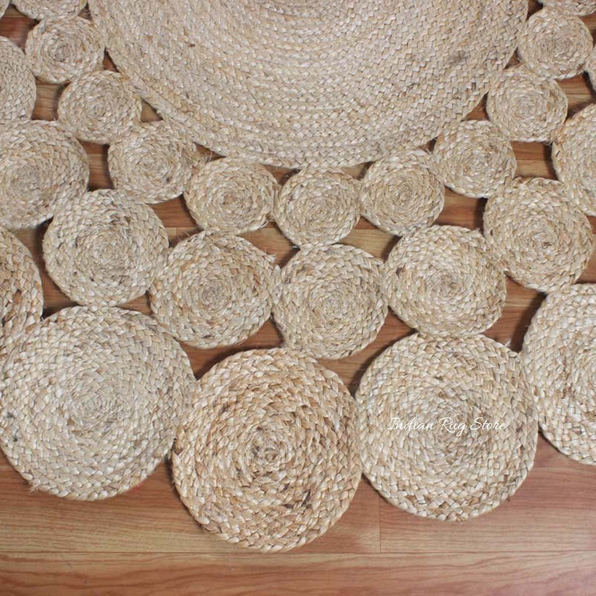 Geometrical Hand Braided Beige Home Decor Jute Rug