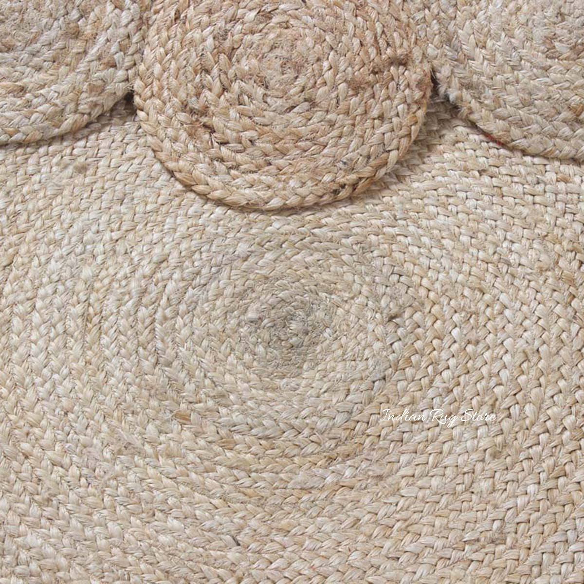 Geometrical Hand Braided Beige Home Decor Jute Rug