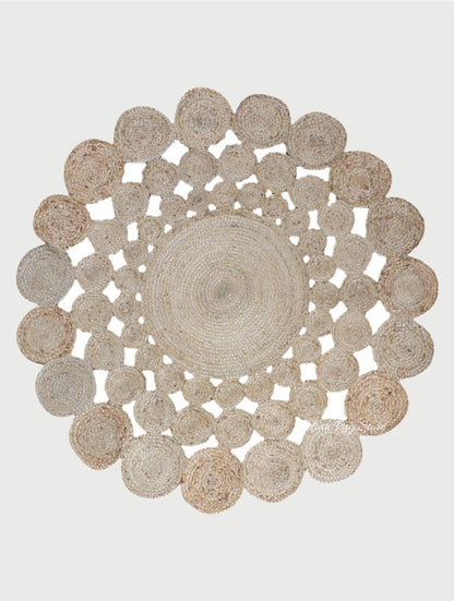 Geometrical Hand Braided Beige Home Decor Jute Rug