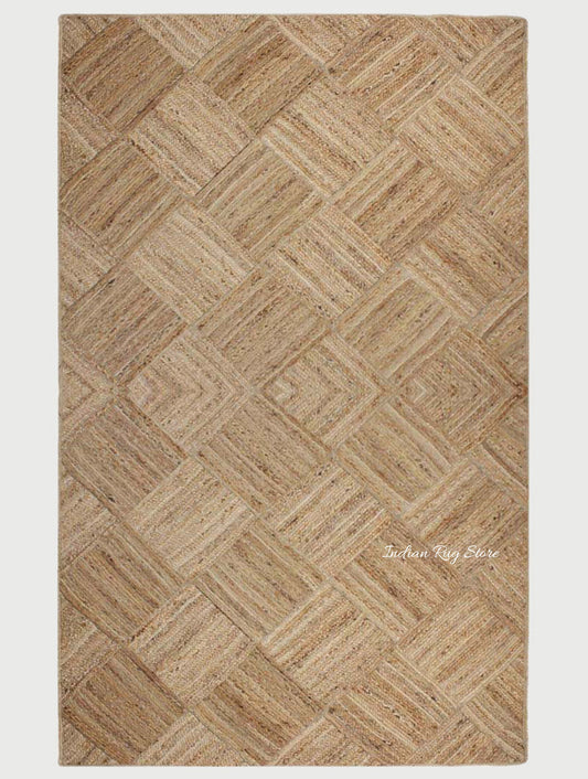 Alfombra de yute trenzada a mano de color beige oriental para decoración del hogar