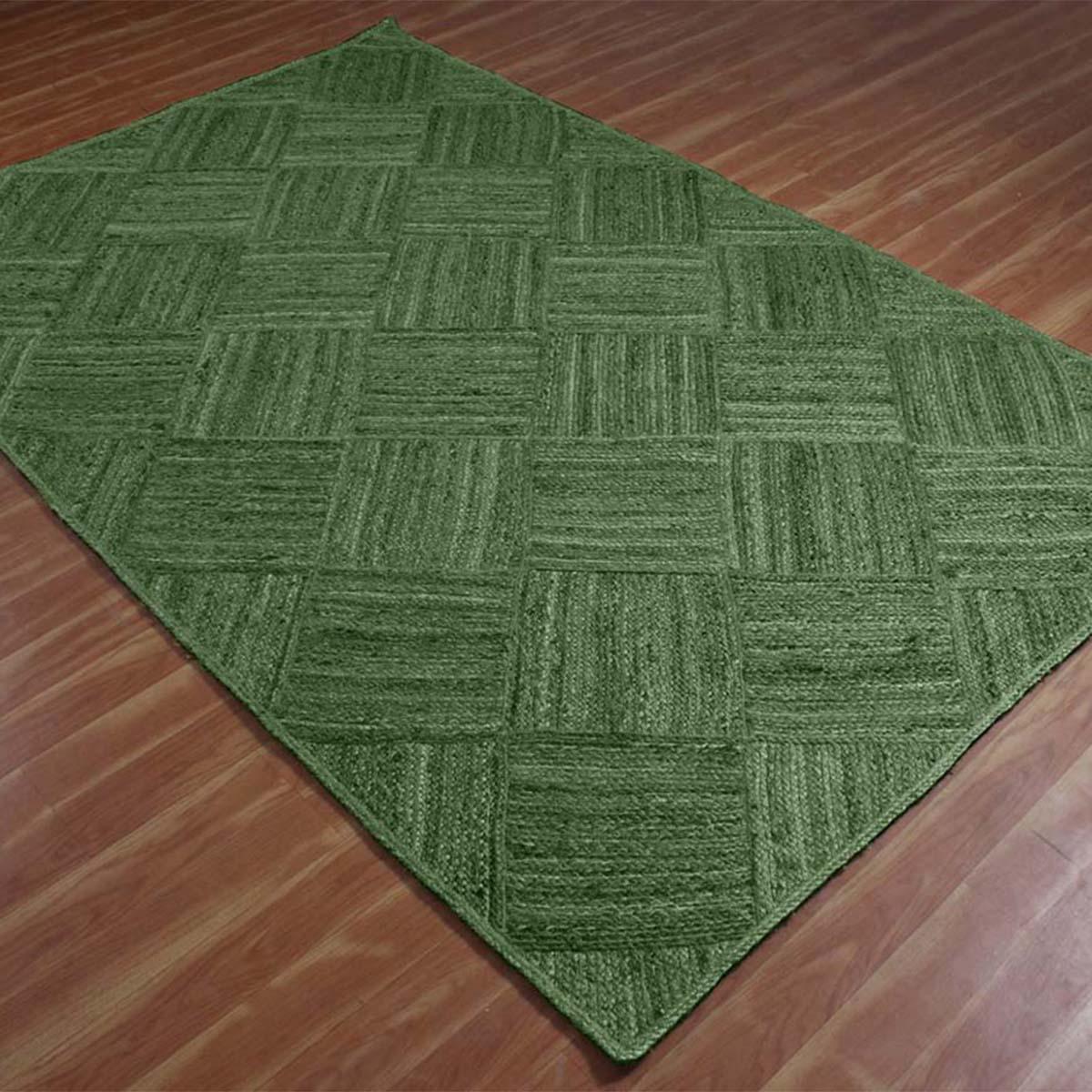 Attractive Green Hand Braided Outdoor Jute Area Rug - Indian Rug Store