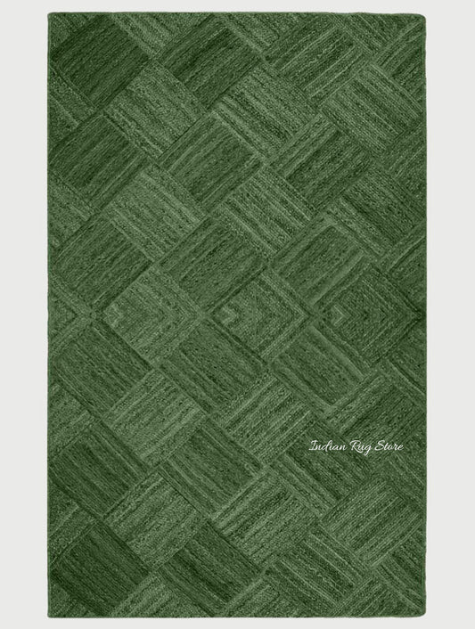 Attractive Green Hand Braided Outdoor Jute Area Rug