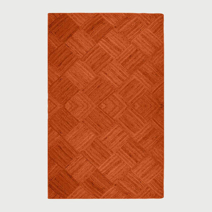 Traditional Orange Hand Braided Entry Way Jute Area Rug - Indian Rug Store