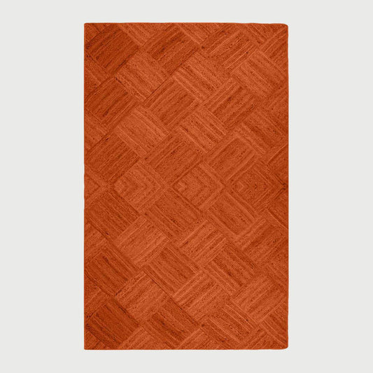 Traditional Orange Hand Braided Entry Way Jute Area Rug - Indian Rug Store