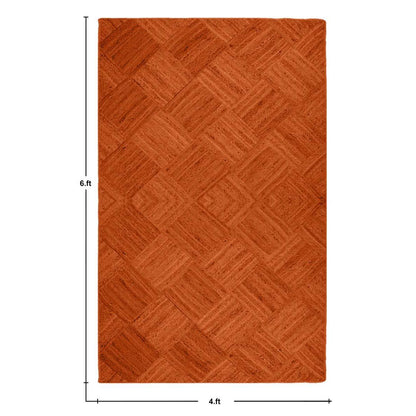 Traditional Orange Hand Braided Entry Way Jute Area Rug - Indian Rug Store