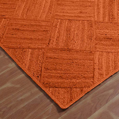 Traditional Orange Hand Braided Entry Way Jute Area Rug - Indian Rug Store