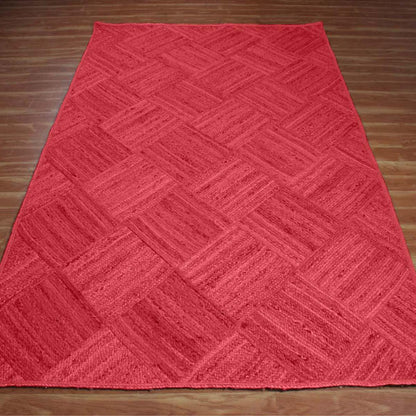 Red Eco Friendly Hand Braided Outdoor Jute Area Rug - Indian Rug Store