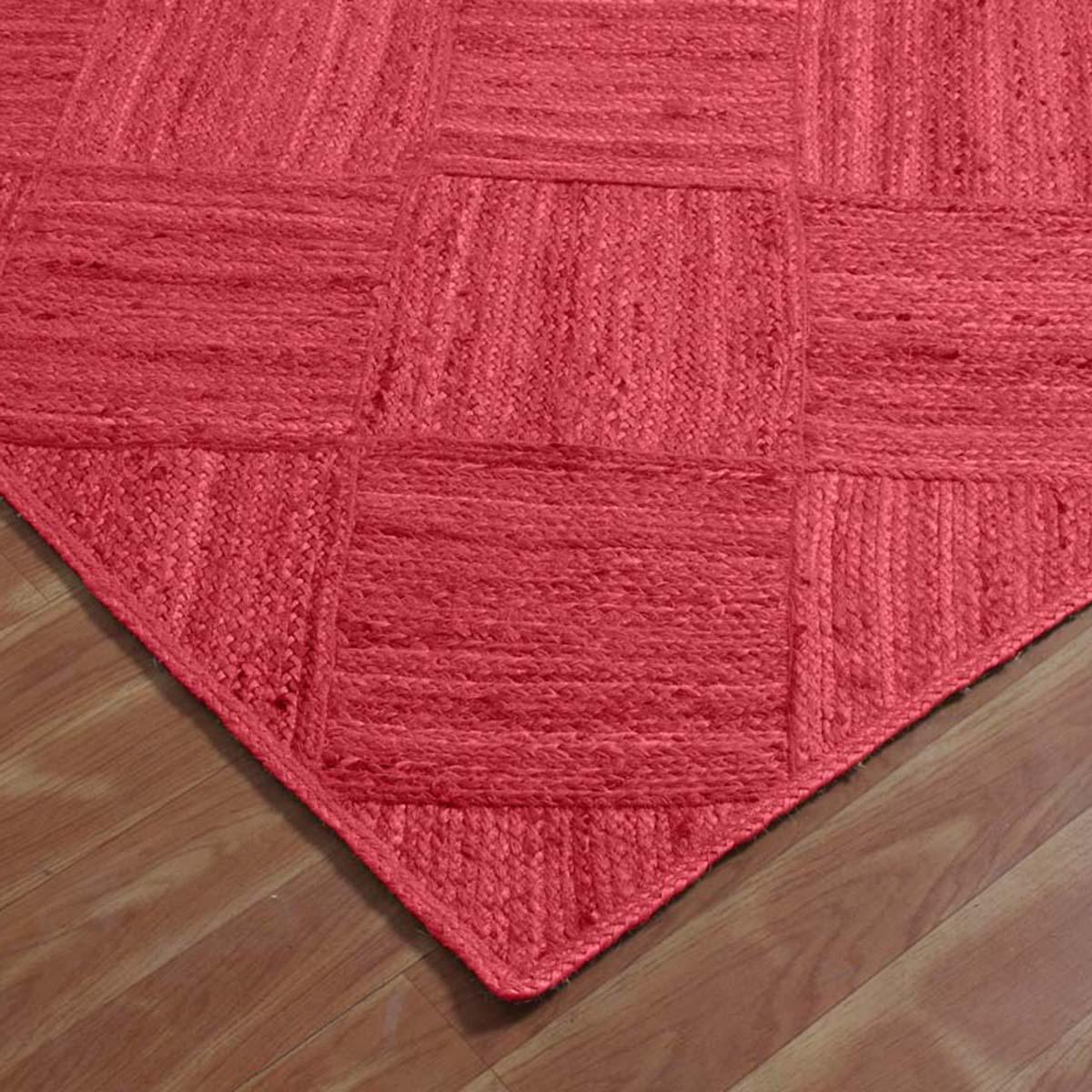 Red Eco Friendly Hand Braided Outdoor Jute Area Rug - Indian Rug Store