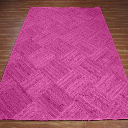 Traditional Pink Hand Braided Living Room Jute Area Rug - Indian Rug Store