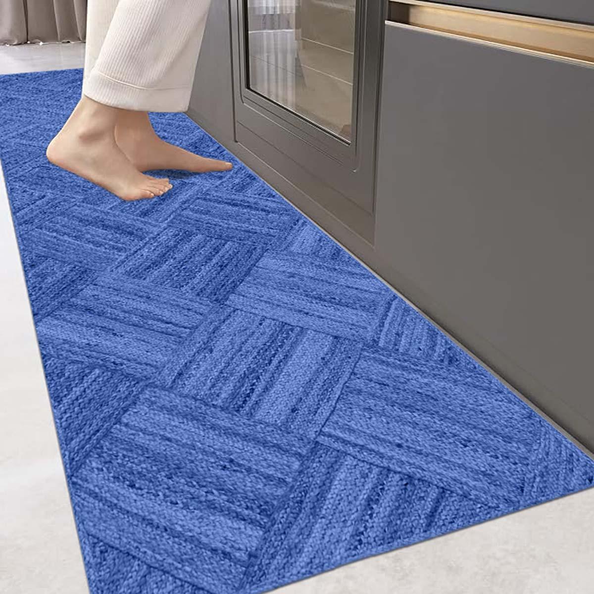 Oriental Blue Hand Braided Indoor Jute Area Rug - Indian Rug Store