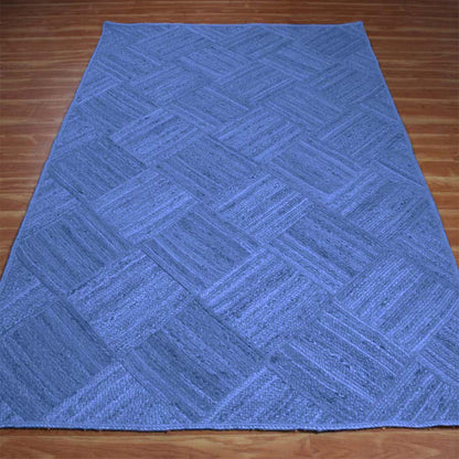 Oriental Blue Hand Braided Indoor Jute Area Rug - Indian Rug Store