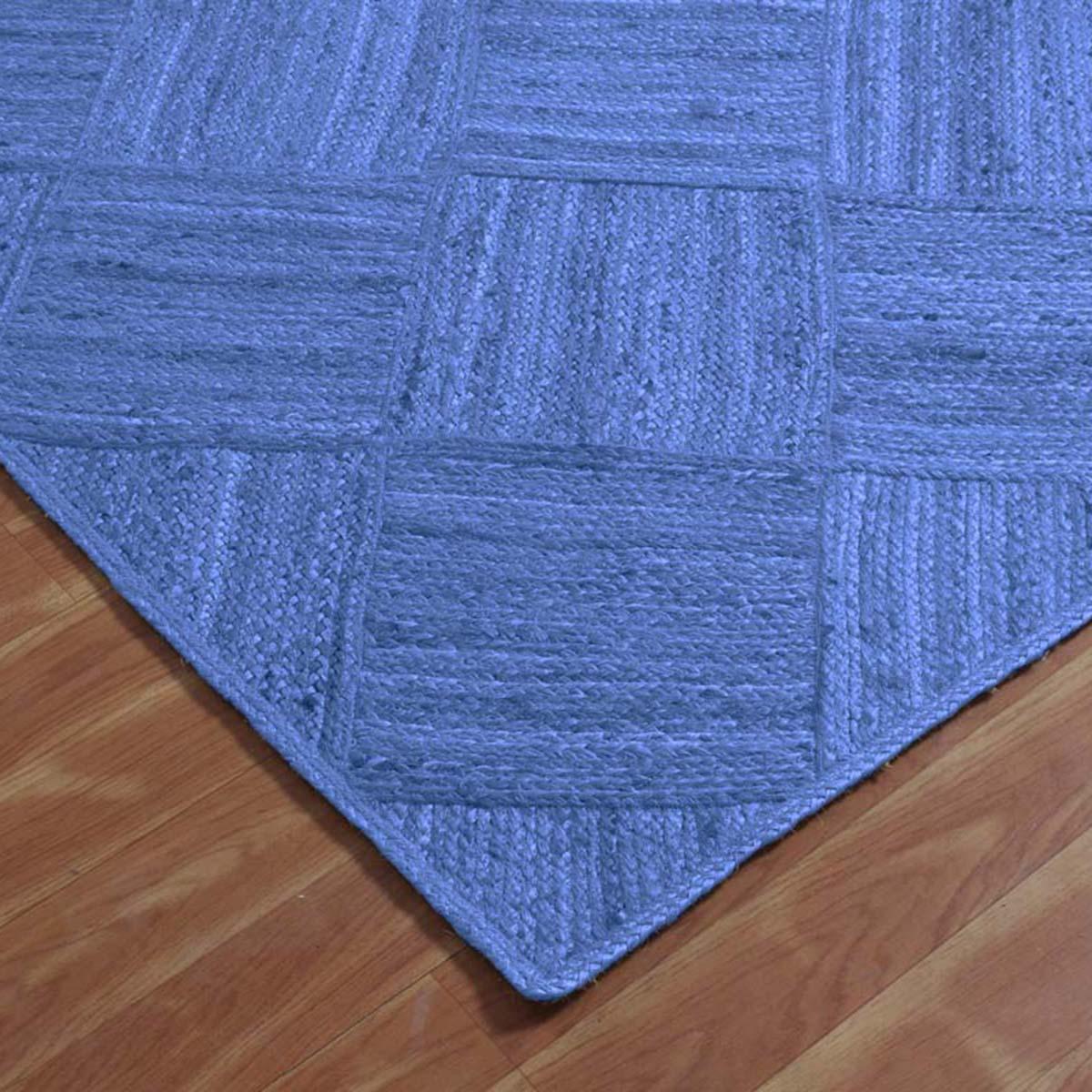 Oriental Blue Hand Braided Indoor Jute Area Rug - Indian Rug Store