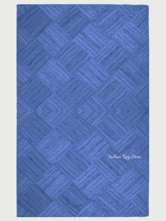 Oriental Blue Hand Braided Indoor Jute Area Rug