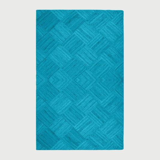 Turquoise Blue Hand Braided Home Decor Jute Area Rug - Indian Rug Store