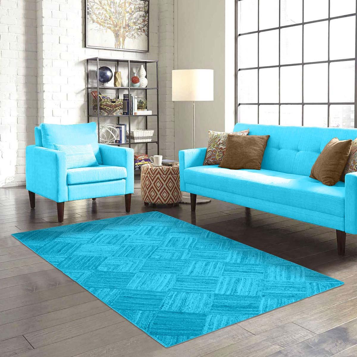 Turquoise Blue Hand Braided Home Decor Jute Area Rug - Indian Rug Store