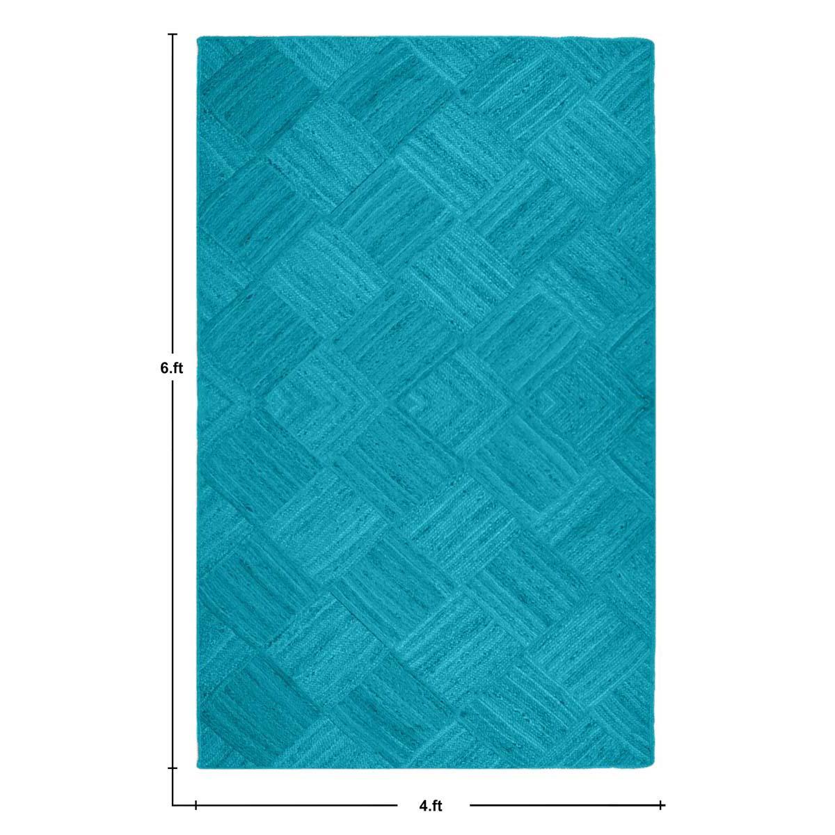 Turquoise Blue Hand Braided Home Decor Jute Area Rug - Indian Rug Store