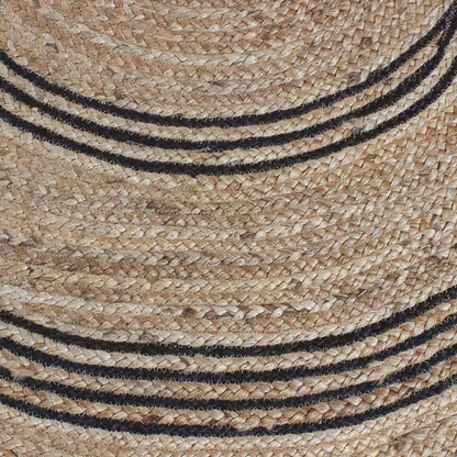 Hand Braided Beige Black Jute Farmhouse Round Area Rug - Indian Rug Store